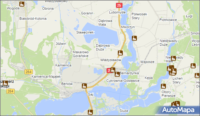 mapa Władysławów gmina Ślesin, Władysławów gmina Ślesin na mapie Targeo