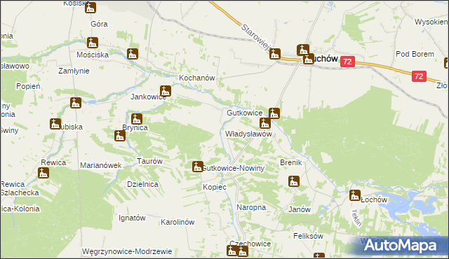 mapa Władysławów gmina Żelechlinek, Władysławów gmina Żelechlinek na mapie Targeo