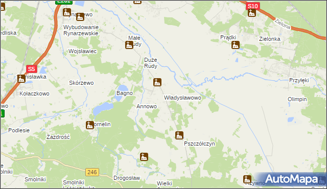 mapa Władysławowo gmina Łabiszyn, Władysławowo gmina Łabiszyn na mapie Targeo