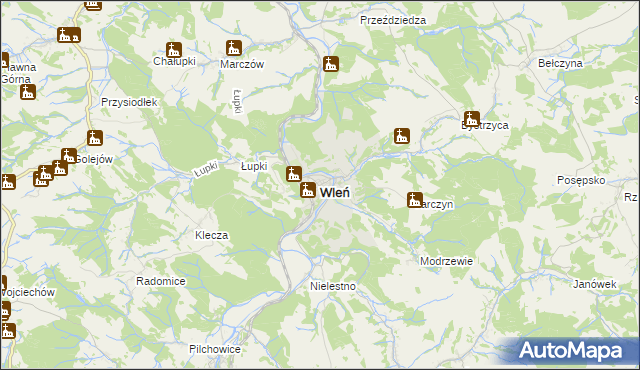 mapa Wleń, Wleń na mapie Targeo