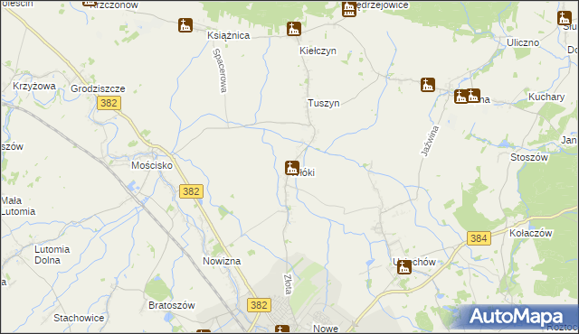 mapa Włóki gmina Dzierżoniów, Włóki gmina Dzierżoniów na mapie Targeo