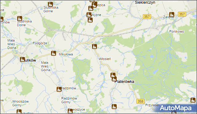 mapa Włosień, Włosień na mapie Targeo