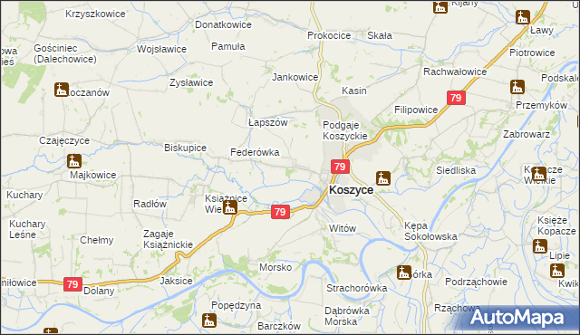 mapa Włostowice gmina Koszyce, Włostowice gmina Koszyce na mapie Targeo