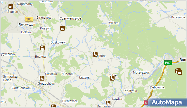 mapa Wojbórz, Wojbórz na mapie Targeo