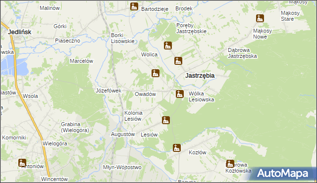 mapa Wojciechów gmina Jastrzębia, Wojciechów gmina Jastrzębia na mapie Targeo