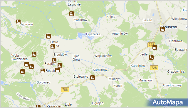 mapa Wojciechów gmina Krasocin, Wojciechów gmina Krasocin na mapie Targeo