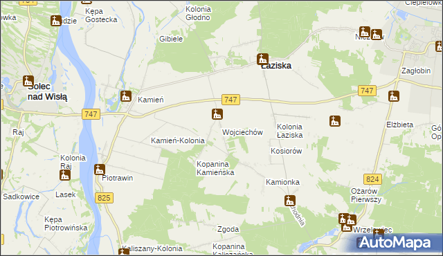 mapa Wojciechów gmina Łaziska, Wojciechów gmina Łaziska na mapie Targeo