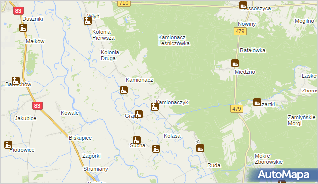 mapa Wojciechów gmina Sieradz, Wojciechów gmina Sieradz na mapie Targeo