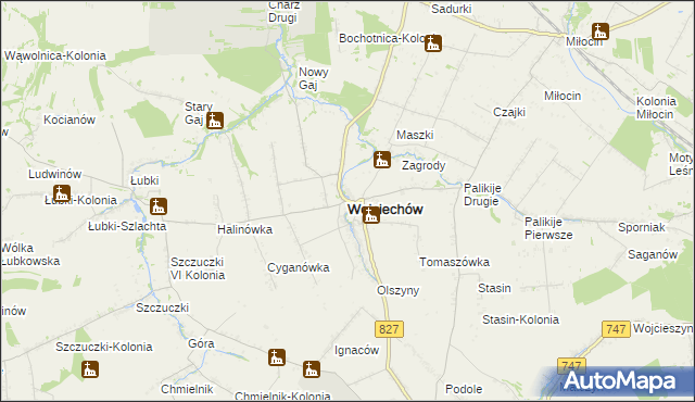 mapa Wojciechów powiat lubelski, Wojciechów powiat lubelski na mapie Targeo