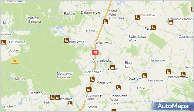 mapa Wojciechówka gmina Policzna, Wojciechówka gmina Policzna na mapie Targeo