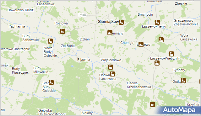 mapa Wojciechowo gmina Siemiątkowo, Wojciechowo gmina Siemiątkowo na mapie Targeo