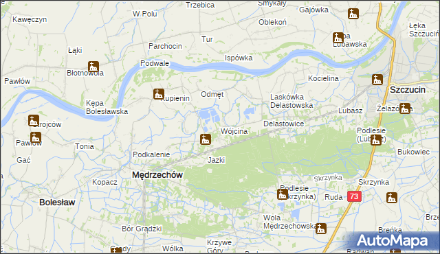 mapa Wójcina, Wójcina na mapie Targeo