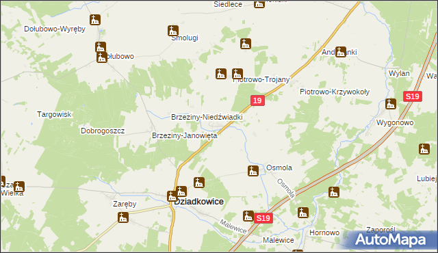 mapa Wojeniec, Wojeniec na mapie Targeo