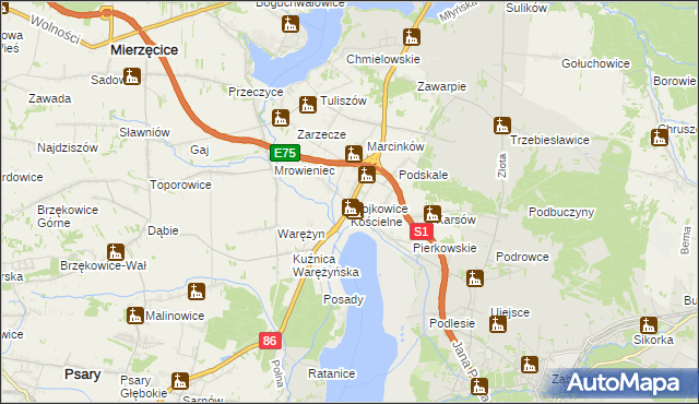 mapa Wojkowice Kościelne, Wojkowice Kościelne na mapie Targeo