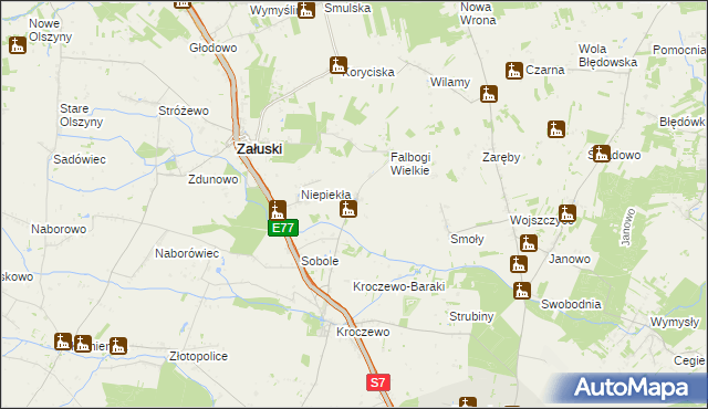 mapa Wojny gmina Załuski, Wojny gmina Załuski na mapie Targeo