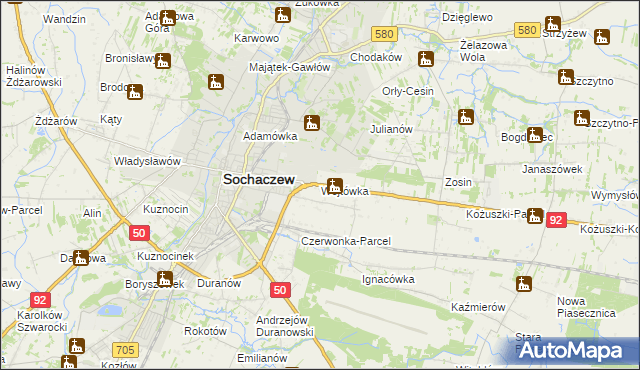 mapa Wojtówka gmina Sochaczew, Wojtówka gmina Sochaczew na mapie Targeo