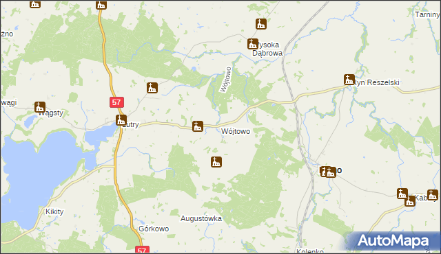 mapa Wójtowo gmina Kolno, Wójtowo gmina Kolno na mapie Targeo