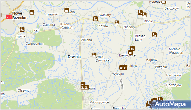 mapa Wola Drwińska, Wola Drwińska na mapie Targeo