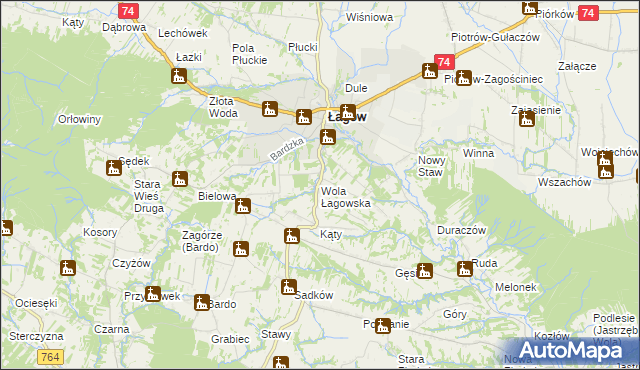 mapa Wola Łagowska, Wola Łagowska na mapie Targeo