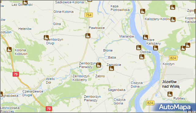 mapa Wola Pawłowska gmina Solec nad Wisłą, Wola Pawłowska gmina Solec nad Wisłą na mapie Targeo