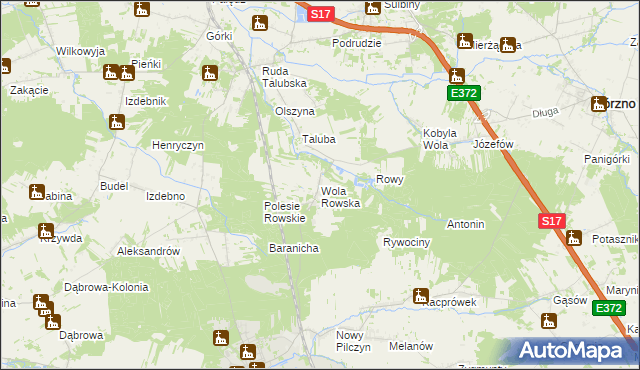 mapa Wola Rowska, Wola Rowska na mapie Targeo