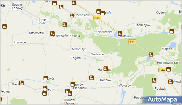 mapa Wolawce, Wolawce na mapie Targeo