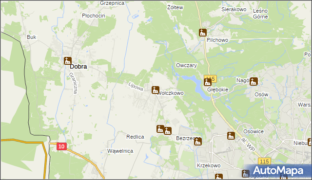 mapa Wołczkowo, Wołczkowo na mapie Targeo