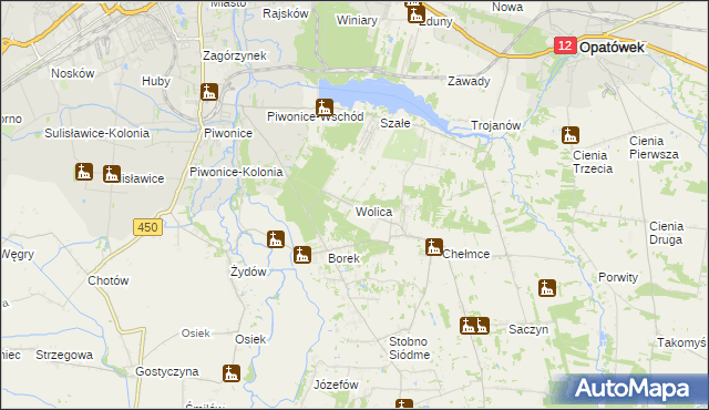 mapa Wolica gmina Godziesze Wielkie, Wolica gmina Godziesze Wielkie na mapie Targeo