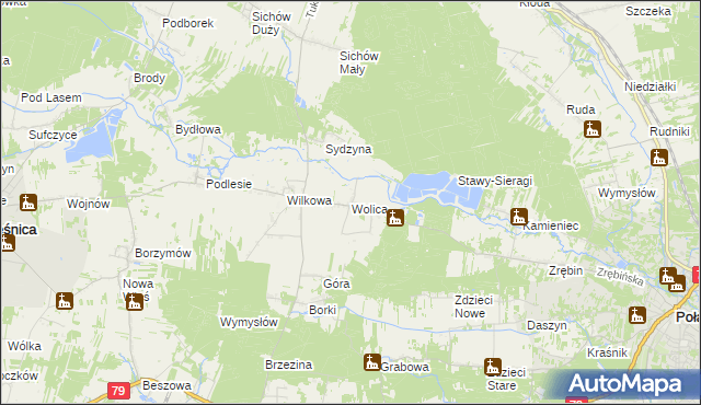 mapa Wolica gmina Łubnice, Wolica gmina Łubnice na mapie Targeo