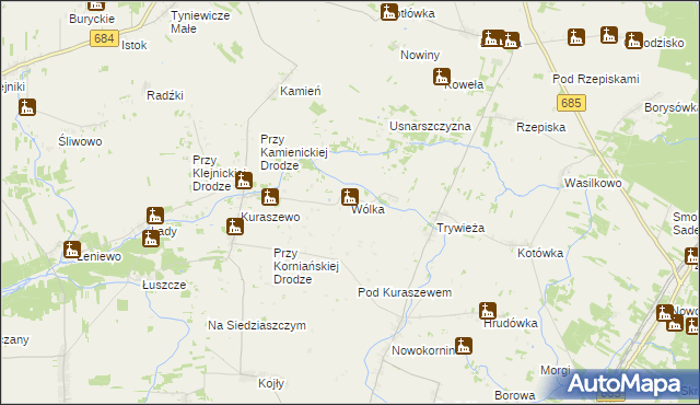 mapa Wólka gmina Czyże, Wólka gmina Czyże na mapie Targeo