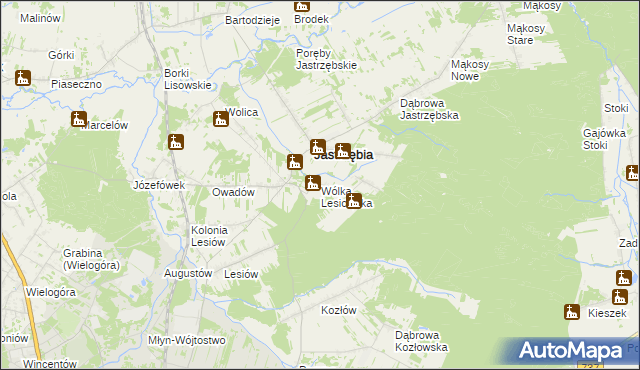 mapa Wólka Lesiowska, Wólka Lesiowska na mapie Targeo