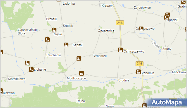 mapa Wonorze, Wonorze na mapie Targeo