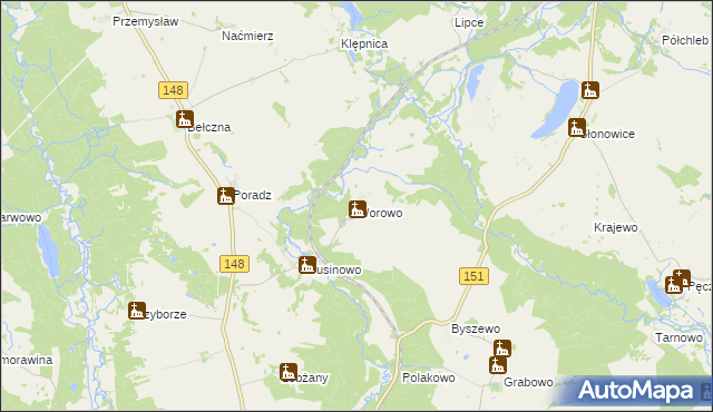 mapa Worowo gmina Łobez, Worowo gmina Łobez na mapie Targeo