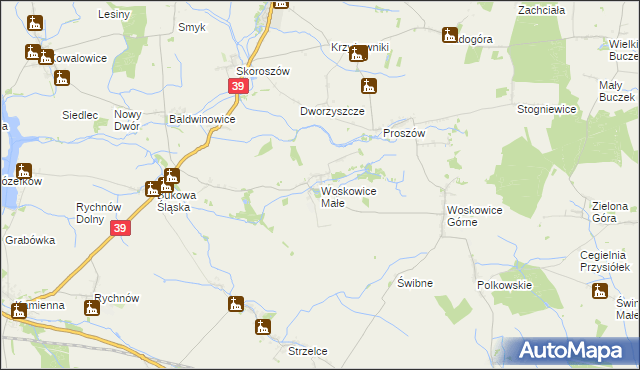 mapa Woskowice Małe, Woskowice Małe na mapie Targeo
