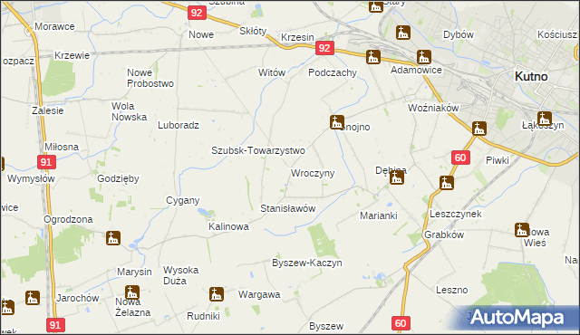 mapa Wroczyny, Wroczyny na mapie Targeo