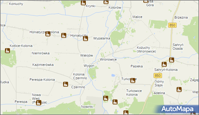mapa Wronowice gmina Werbkowice, Wronowice gmina Werbkowice na mapie Targeo
