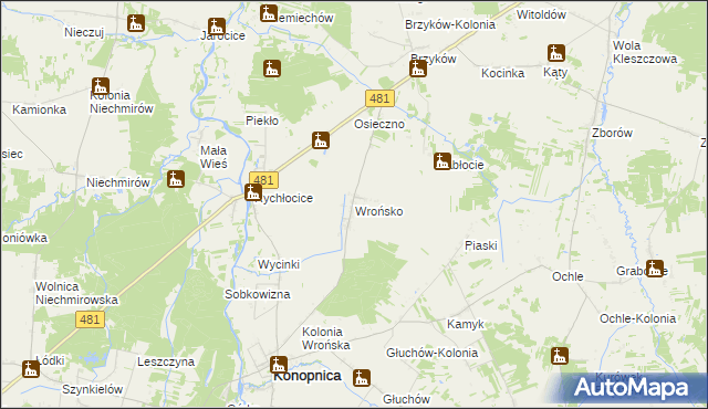 mapa Wrońsko, Wrońsko na mapie Targeo