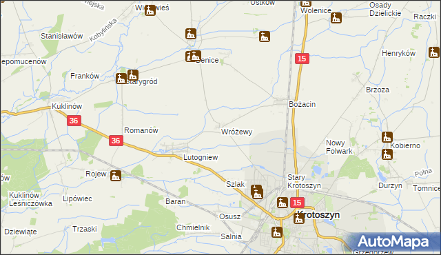 mapa Wróżewy, Wróżewy na mapie Targeo