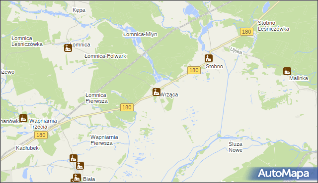 mapa Wrząca gmina Trzcianka, Wrząca gmina Trzcianka na mapie Targeo