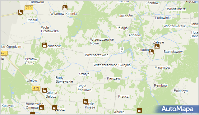 mapa Wrzeszczewice-Tomaszew, Wrzeszczewice-Tomaszew na mapie Targeo