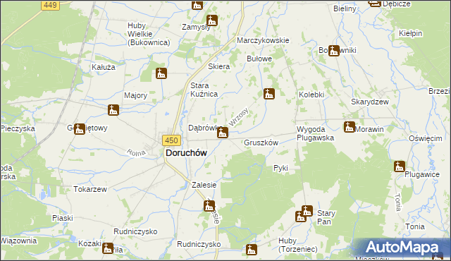 mapa Wrzosy gmina Doruchów, Wrzosy gmina Doruchów na mapie Targeo
