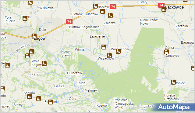 mapa Wszachów, Wszachów na mapie Targeo