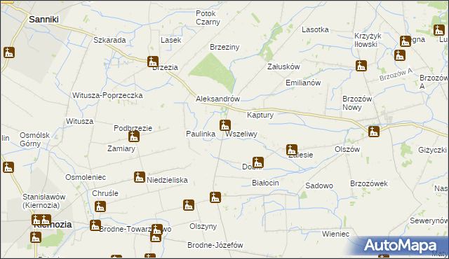 mapa Wszeliwy, Wszeliwy na mapie Targeo