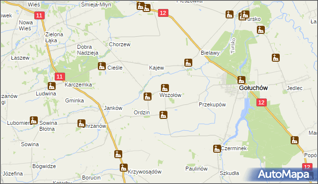 mapa Wszołów, Wszołów na mapie Targeo