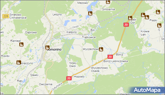 mapa Wyczechowo, Wyczechowo na mapie Targeo