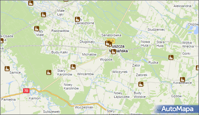 mapa Wygoda gmina Puszcza Mariańska, Wygoda gmina Puszcza Mariańska na mapie Targeo