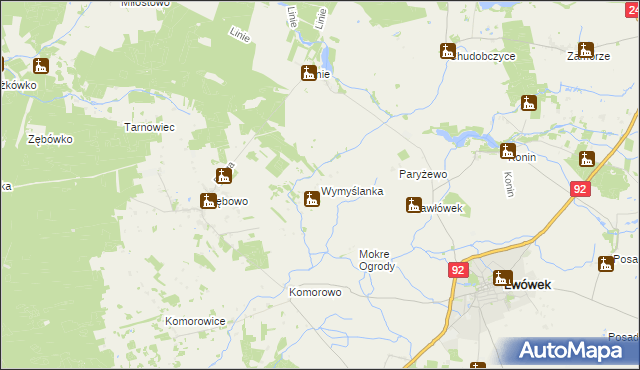 mapa Wymyślanka gmina Lwówek, Wymyślanka gmina Lwówek na mapie Targeo