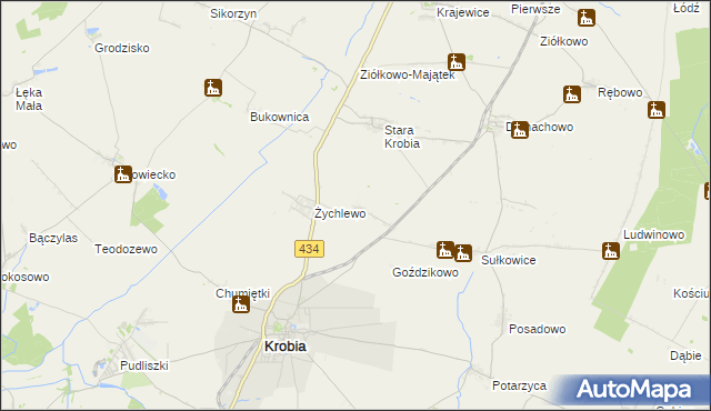 mapa Wymysłowo gmina Krobia, Wymysłowo gmina Krobia na mapie Targeo