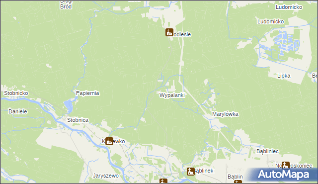 mapa Wypalanki gmina Oborniki, Wypalanki gmina Oborniki na mapie Targeo