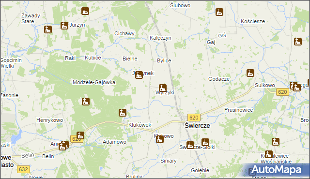 mapa Wyrzyki gmina Świercze, Wyrzyki gmina Świercze na mapie Targeo